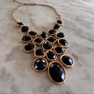 NWOT Black and Gold Drop Cocktail Necklace - 20”